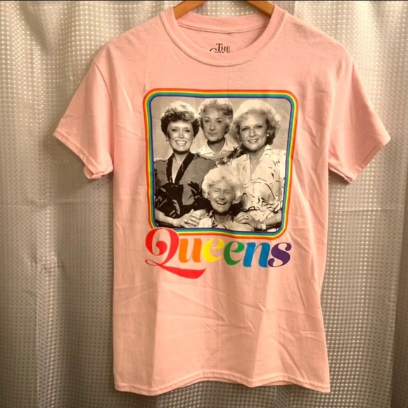 ABC Studios Tops - The Golden Girls "Queens" Graphic T-Shirt, Rainbow Pride Border - Small